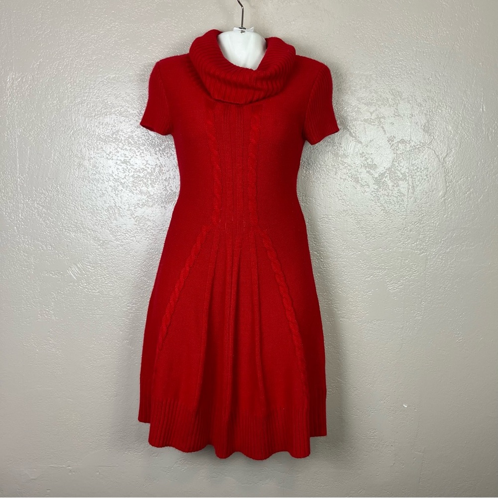New directions women short‎ sleeve red sweater midi dress size M
